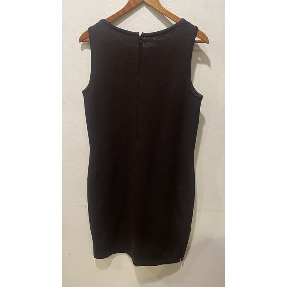 St John Marie Gray Black Sleeveless Santana Knit Sheath Dress in Size 8 - Picture 4 of 7